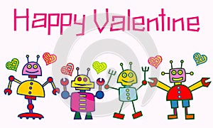 Happy valentine robots