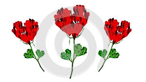 Happy Valentine's Day. 3D animation. 3D hearts and flowers. A wonderful present.