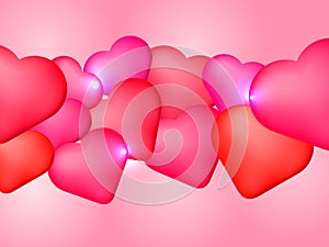 Happy Valentine`s Day background with heart ballons. Vector stock illustration for card