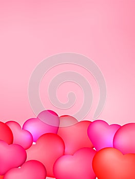 Happy Valentine`s Day background with heart ballons. Vector stock illustration for card