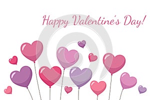 Happy Valentine`s Day background with heart balloons
