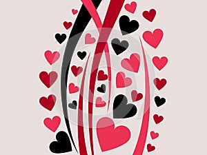 Happy Valentine`s Day background with hearts. Greeting card. Vector