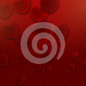 Happy Valentine's Day background, red hearts