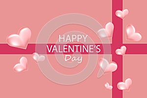 Happy Valentine\'s day background.Three-dimensional hearts on a pink background.