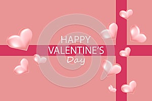 Happy Valentine's day background.Three-dimensional hearts on a pink background.