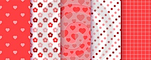 Happy Valentine\'s day backgrounds. Seamless patterns. Vector illustration
