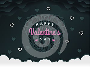 Happy Valentine`s day banner, background template with abstract heart symbol