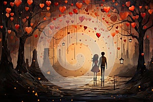 Happy Valentine\'s Day banner Love concept Romantic retro St. Valentines Card Abstract Valentine Backdrop