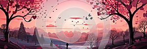 Happy Valentine\'s Day banner Love concept Romantic retro St. Valentines Card Abstract Valentine Backdrop