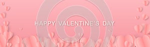 Happy Valentine`s Day banner template. Vector illustration heart shape, Holiday card