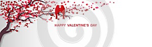 Happy Valentine`s Day banner template. Vector illustration heart shape, Holiday card