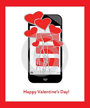 Bouquet of hearts and love from text messages on mobile / cell phone