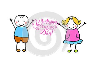 Happy Valentine`s Day. Boy and girl