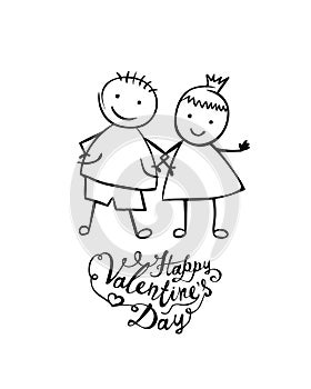 Happy Valentine`s Day. Boy and girl