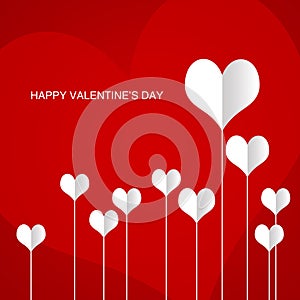 Feliz Día de San Valentín tarjeta corazón creciente sobre el 