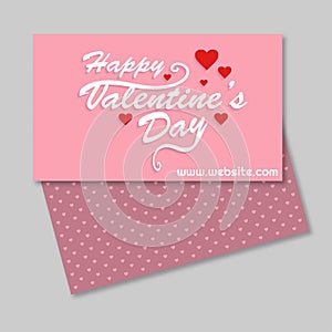 Happy Valentine's day card with pink pattern