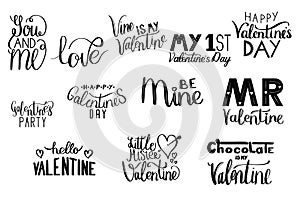 Happy Valentine s Day Card. Set Of Calligraphic Quotes. Happy Typographic Background. Valentin Hand Lettering Text