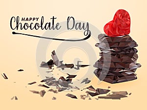 Happy valentine`s day. Celebrated chocolate day with sweet heart chocolates.