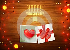 Happy Valentine`s day composition, love postcard, banner, background template, vector ilustration