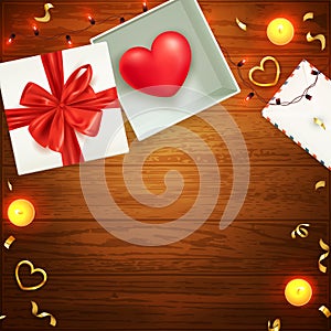 Happy Valentine`s day composition, love postcard, banner, background template, vector ilustration