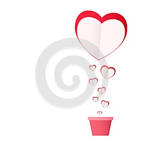 Happy valentine`s day concept of love. Pink paper hearts. Planted with love