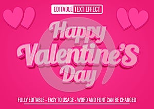 Happy Valentine's Day editable text effect 3d style template