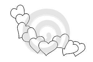 Happy Valentine`s day elements gift with heart outline for coloring page