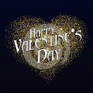 `Happy Valentine`s Day` font design, shiny gold components.