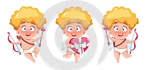 Happy Valentine`s Day. Funny Cupid kid