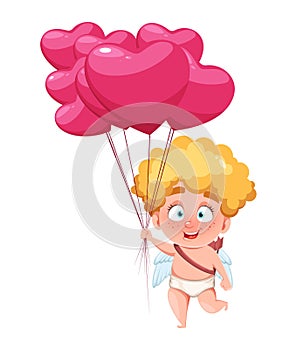 Happy Valentine`s Day. Funny Cupid kid