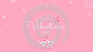 Happy Valentine`s Day greeting card calligraphy handwriting on pink background