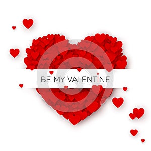 Happy Valentine`s day greeting card cover template. Heart frame with label. Holiday decoration element