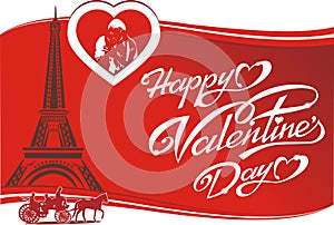 Happy Valentine`s day greeting card, red background