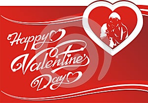 Happy Valentine`s day greeting card, red background