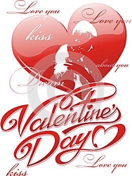 Happy Valentine`s day greeting card, red background