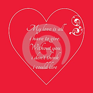 Happy Valentine`s Day Greeting Card on red background.