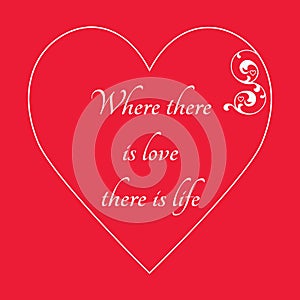 Happy Valentine`s Day Greeting Card on red background,