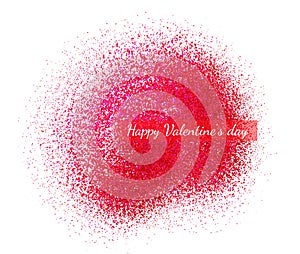 Happy Valentine`s day greeting card with a red glitter