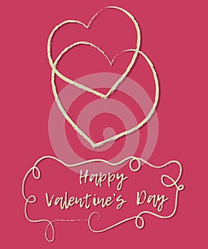 Happy Valentine`s Day greeting card with red heart and text
