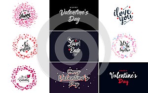 Happy Valentine\'s Day greeting card template with a romantic theme and a red color scheme