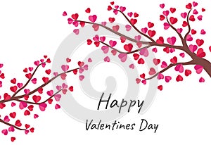 Happy Valentine`s Day greeting card with tree of love