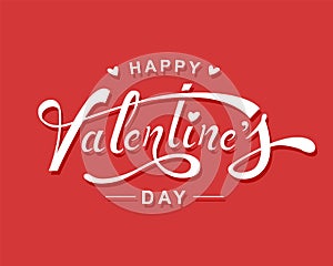 Happy Valentine`s Day hand lettering design.Vector Illustration