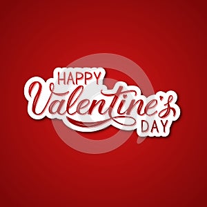 Happy Valentine s Day hand written on red background. 3d calligraphy lettering. Easy to edit vector template for Valentines day