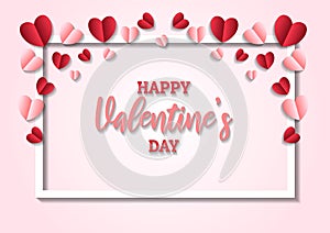 Happy valentine`s day heart frame background