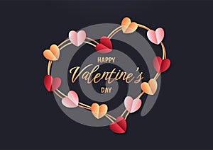 Happy valentine`s day heart frame background