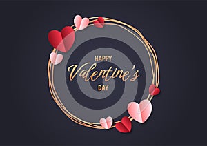 Happy valentine`s day heart frame background