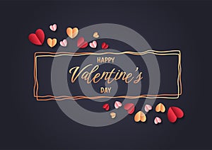 Happy valentine`s day heart frame background