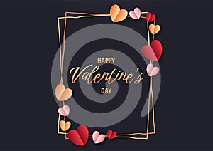 Happy valentine`s day heart frame background