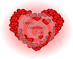 Happy Valentine`s Day - heart made of small hearts