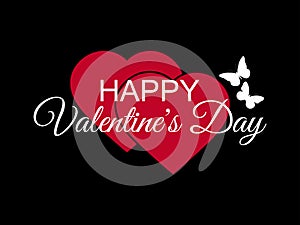 Happy Valentine`s Day hearts and butterflies. Festive background for greeting card, banner and poster. Vector